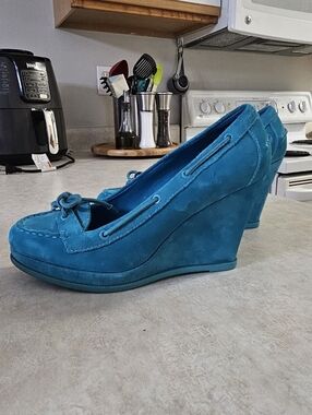 Sperry top-siders Teal Jeffrey Wedges Size 9